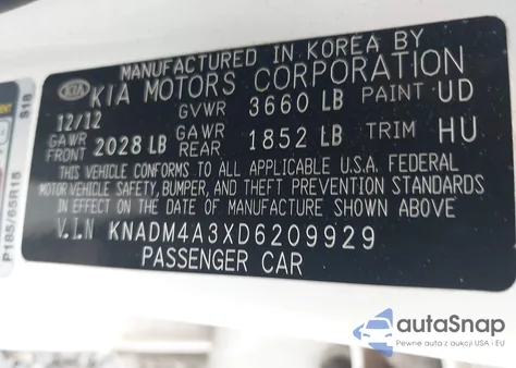 2013 Kia Rio Lx from USA, damaged, VIN KNADM4A3XD6209929